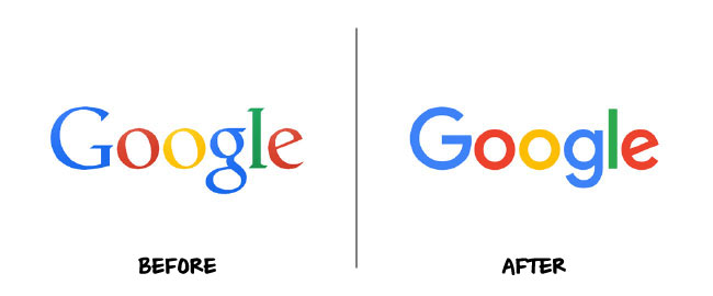 Google logo redesign (before and after)