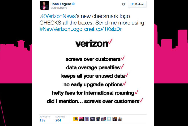 Social media response to Verizon's new logo