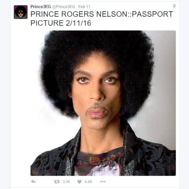 Prince's EPIC passport photo...oh my!